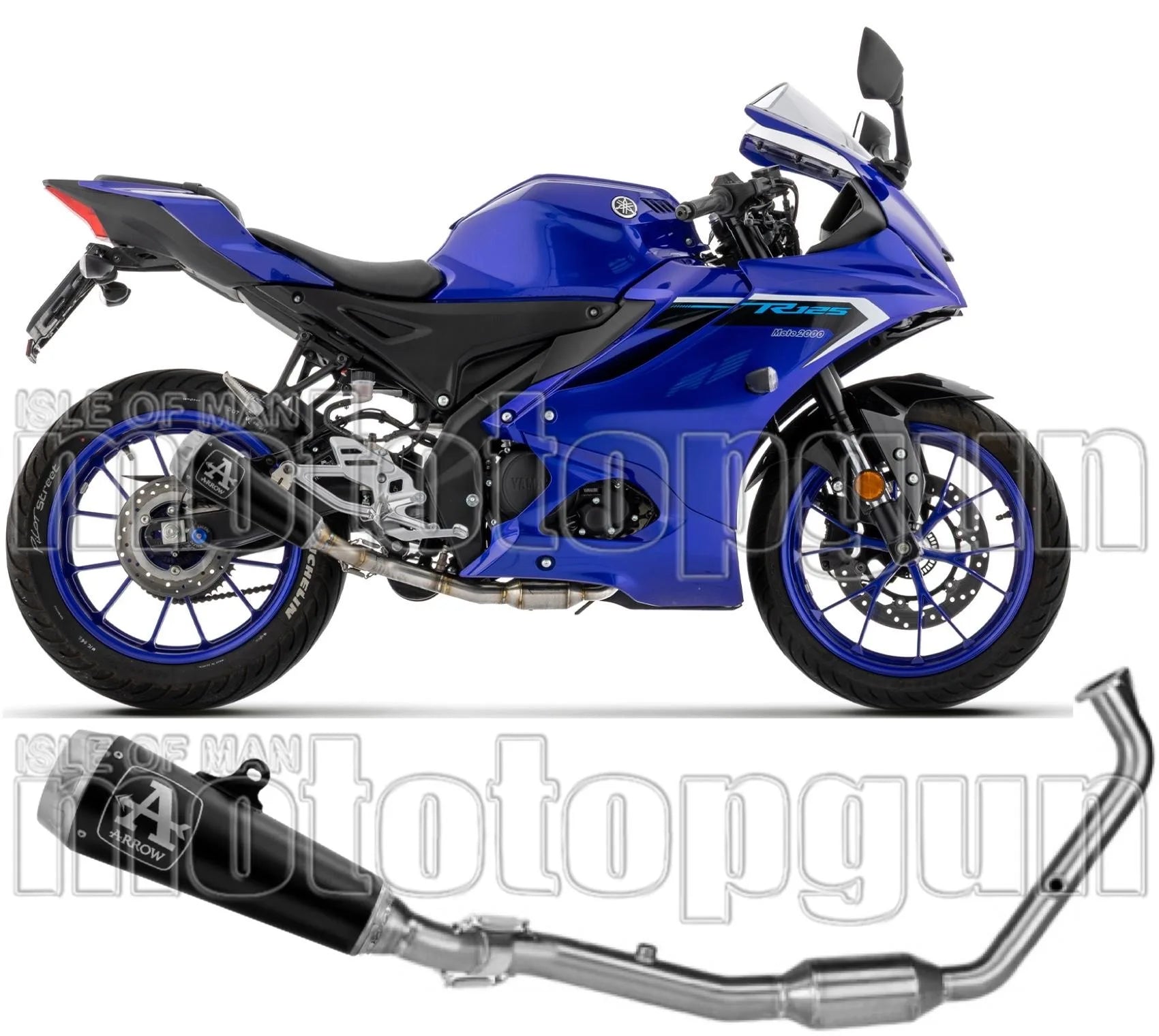 Komplette Auspuffanlage Ohne Katalysator Und Ohne Geräuschzulassung Pro-Race Nichrom Schwarz Endkappe Edelstahl - Arrow Special Parts Kompatibel Mit Yamaha Yzf R125 (2025-2026)