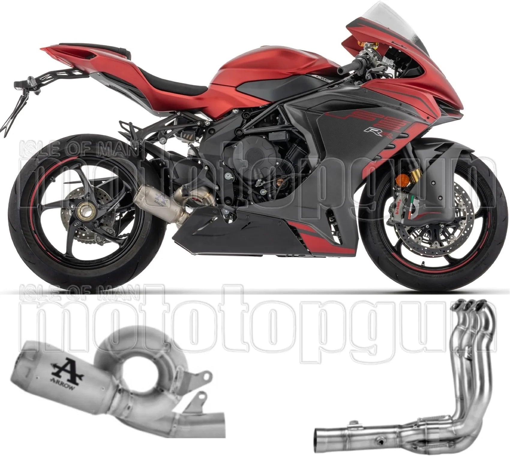 Komplette Auspuffanlage Ohne Katalysator Und Ohne Geräuschzulassung Pro-Race Körper Aus Titan Und Kappe Aus Titan - Arrow Special Parts Kompatibel Mit Mv Agusta F3 800 (2022-2026)