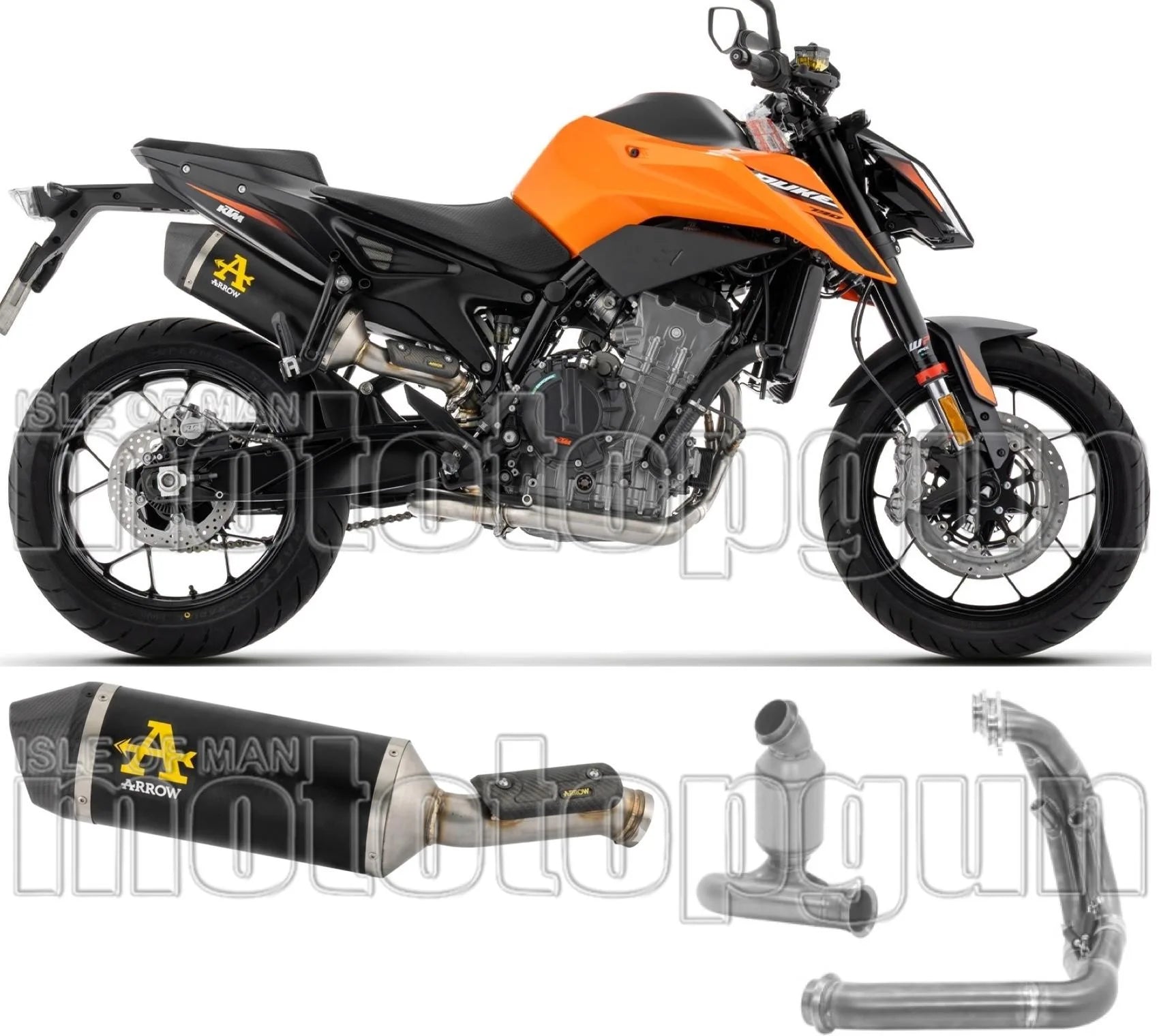 Komplette Auspuffanlage Ohne Katalysator Und Ohne Geräuschzulassung Race-Tech Aluminium Schwarz Endkappe Carby - Arrow Special Parts Kompatibel Mit Ktm 790 Duke (2025-2026)