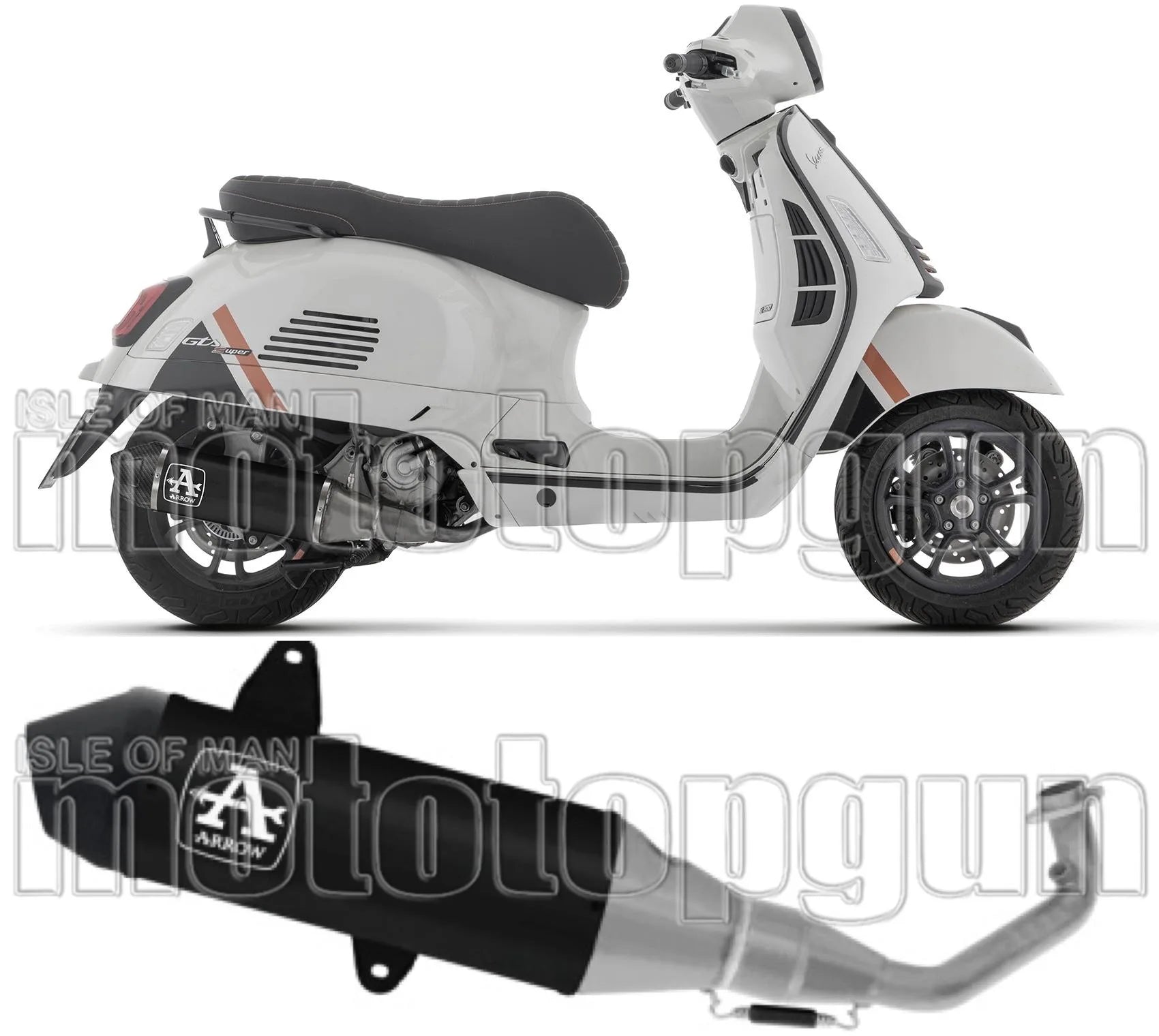 Komplette Auspuffanlage Ohne Katalysator Und Ohne Geräuschzulassung Urban Aluminium Schwarz Endkappe Carby - Arrow Special Parts Kompatibel Mit Piaggio Vespa Gts 310 (2025-2026)