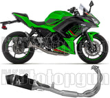 Komplette Auspuffanlage Ohne Katalysator Und Ohne Geräuschzulassung Veloce Aluminium Schwarz Carbon - Arrow Special Parts Kompatibel Mit Kawasaki Z 650 (2024-2026)
