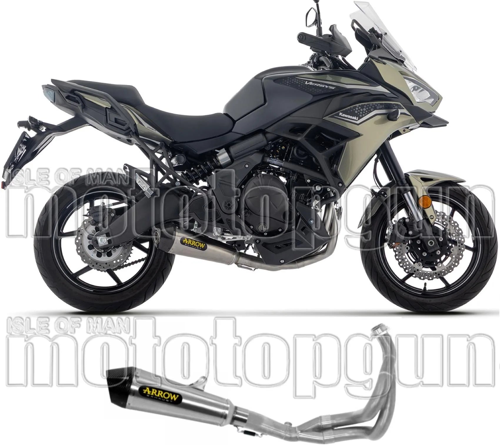 Komplette Auspuffanlage Ohne Katalysator Und Ohne Geräuschzulassung X-Kone Titan Schwarz Endkappe Carby - Arrow Special Parts Kompatibel Mit Kawasaki Versys 650 (2025-2026)