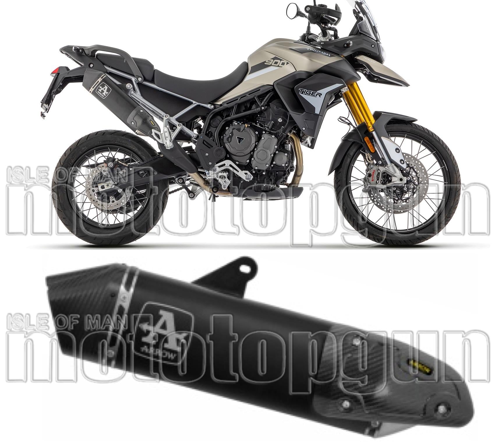 Exhaust Tip Without Sound Certification Veloce Black Aluminium Carbon - Arrow Special Parts Compatible With Triumph Tiger 900 (2020-2023)
