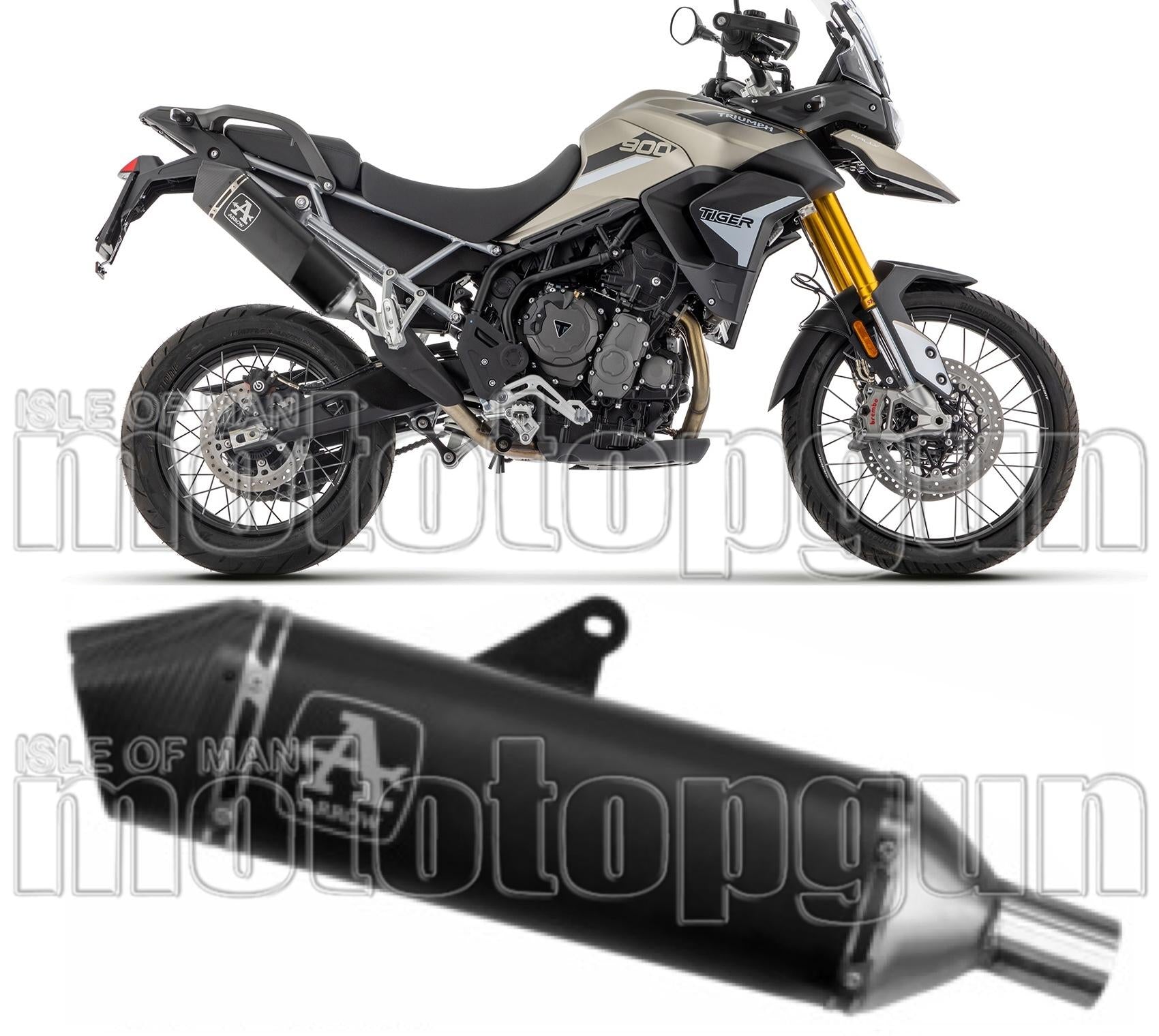 Exhaust Tip Without Sound Certification Veloce Black Aluminium Carbon - Arrow Special Parts Compatible With Triumph Tiger 900 (2020-2023)