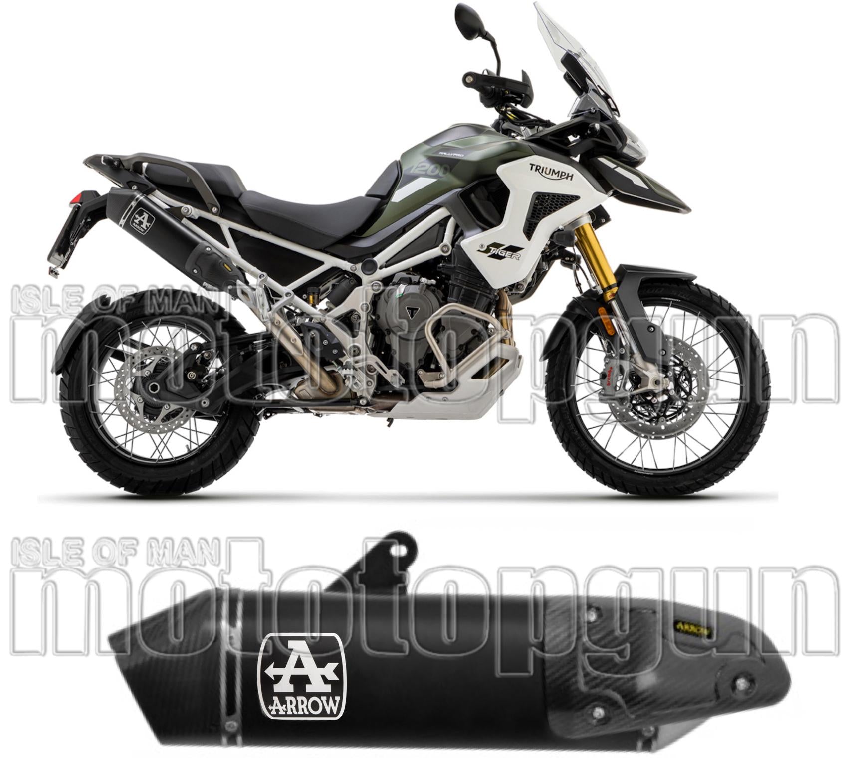 Exhaust Tip Without Sound Certification Veloce Black Aluminium Carbon - Arrow Special Parts Compatible With Triumph Tiger 1200 (2022-2024)