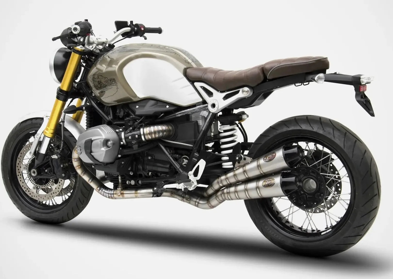 Komplette Auspuffanlage Ohne Katalysator Und Ohne Geräuschzulassung Overlap Titan - Zard Kompatibel Mit Bmw R Nine T 1200 (2015-2020)