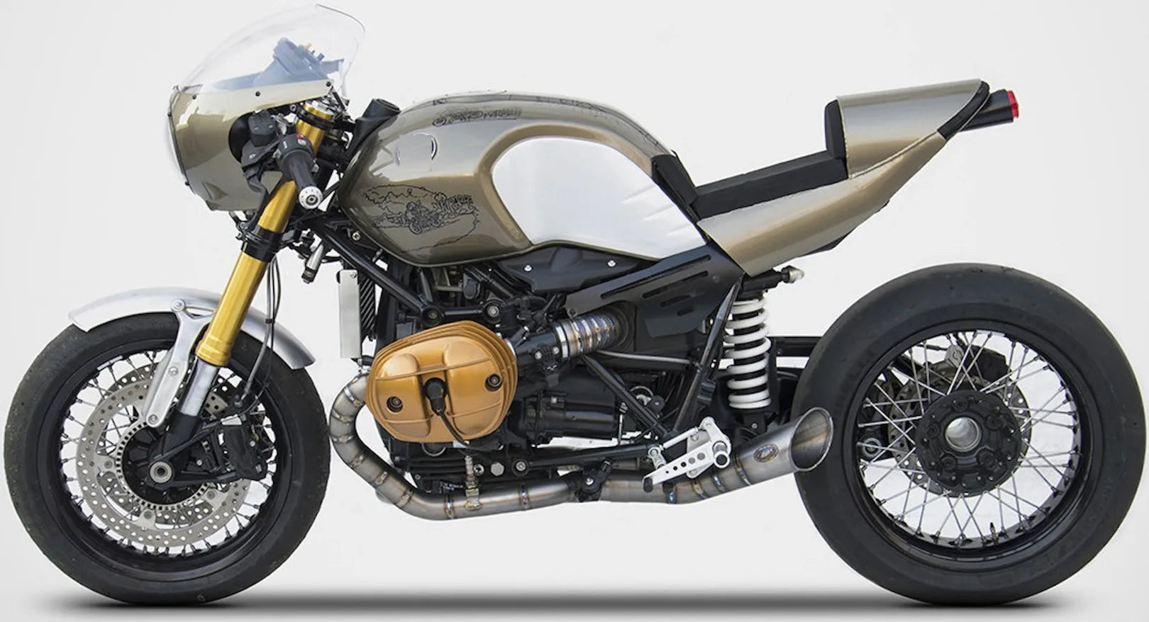 Komplette Auspuffanlage Ohne Katalysator Und Ohne Geräuschzulassung Titan - Zard Kompatibel Mit Bmw R Nine T 1200 (2015-2020)