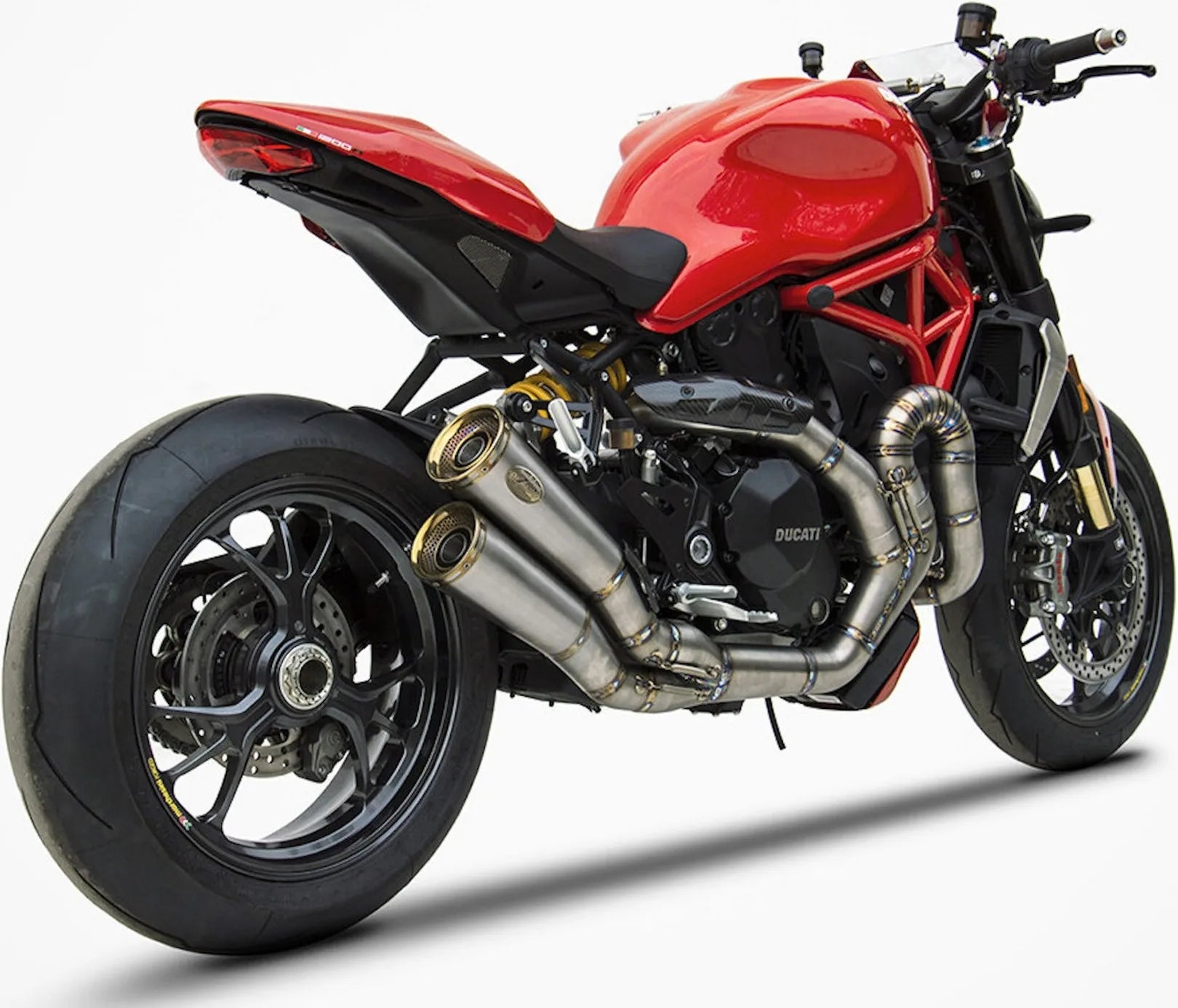 Komplette Auspuffanlage Ohne Katalysator Und Ohne Geräuschzulassung Edelsthal Endkappe Bronze - Zard Kompatibel Mit Ducati Monster 1200 S (2014-2016)