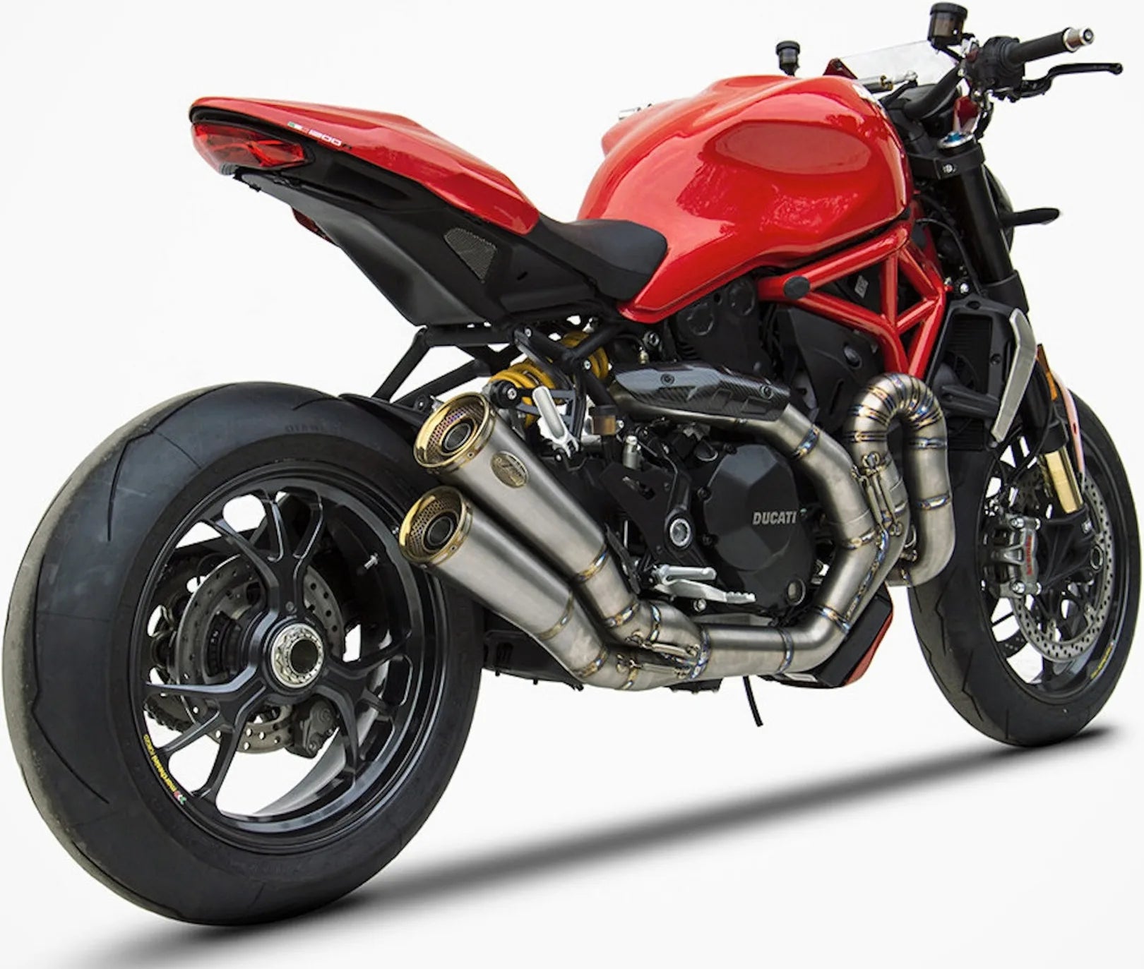 Komplette Auspuffanlage Ohne Katalysator Und Ohne Geräuschzulassung Edelsthal Endkappe Bronze - Zard Kompatibel Mit Ducati Monster 1200 R (2016-2019)