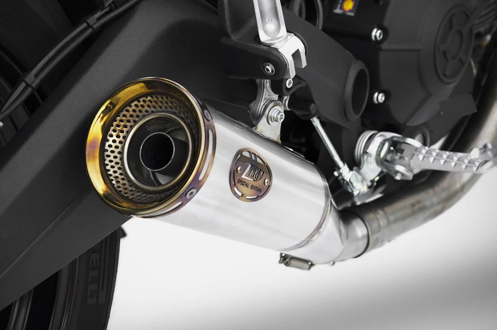 Auspuffendrohr Ohne Geräuschzulassung Zuma Edelsthal Endkappe Bronze - Zard Kompatibel Mit Ducati Scrambler 800 Desert Sled (2017-2019)