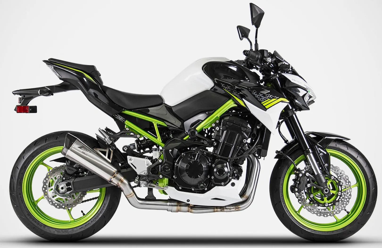 Komplette Auspuffanlage Ohne Katalysator Und Ohne Geräuschzulassung Titan Endkappe Carbon - Zard Kompatibel Mit Kawasaki Z 900 (2020-2023)