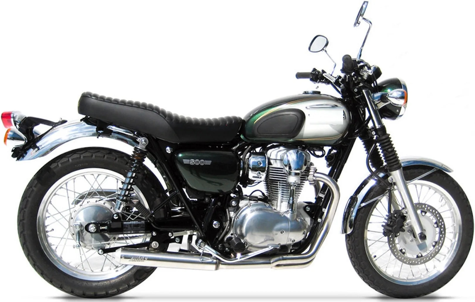 Komplette Auspuffanlage Ohne Katalysator Und Ohne Geräuschzulassung Cross Edelsthal - Zard Kompatibel Mit Kawasaki W 800 (2010-2017)