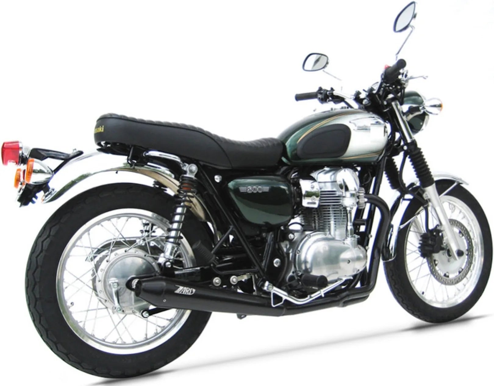 Komplette Auspuffanlage Ohne Katalysator Und Ohne Geräuschzulassung Conical Edelsthal Schwarz - Zard Kompatibel Mit Kawasaki W 800 (2010-2017)