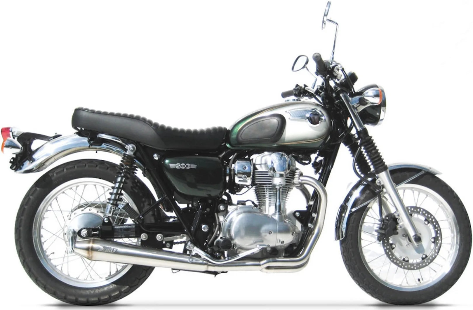Komplette Auspuffanlage Ohne Katalysator Und Ohne Geräuschzulassung Conical Edelsthal Polish - Zard Kompatibel Mit Kawasaki W 800 (2010-2017)