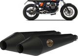 Exhaust Tip Without Sound Certification Conical Steel Black - Zard Compatible With Moto Guzzi V7 Ii Stone (2008-2015)