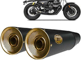 Auspuffendrohr Ohne Geräuschzulassung Big Edelsthal Schwarz Endkappe Bronze - Zard Kompatibel Mit Moto Guzzi V9 Roamer (2016-2019)