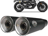 Auspuffendrohr Ohne Geräuschzulassung Big Edelsthal Schwarz Endkappe Alu - Zard Kompatibel Mit Moto Guzzi V9 Bobber (2016-2019)