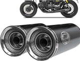 Auspuffendrohr Ohne Geräuschzulassung Slim Edelsthal Schwarz Endkappe Alu - Zard Kompatibel Mit Moto Guzzi V9 Bobber (2016-2019)