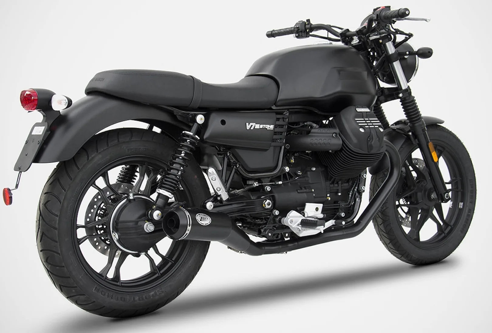 Komplette Auspuffanlage Ohne Katalysator Und Ohne Geräuschzulassung Conical Edelsthal Schwarz - Zard Kompatibel Mit Moto Guzzi V7 Iii (2017-2019)