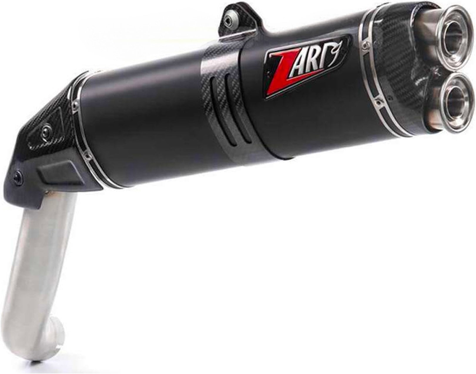 Exhaust Tip Without Sound Certification Titanium Black Endcap Carbon - Zard Compatible With Moto Guzzi V85 Tt (2019-2023)
