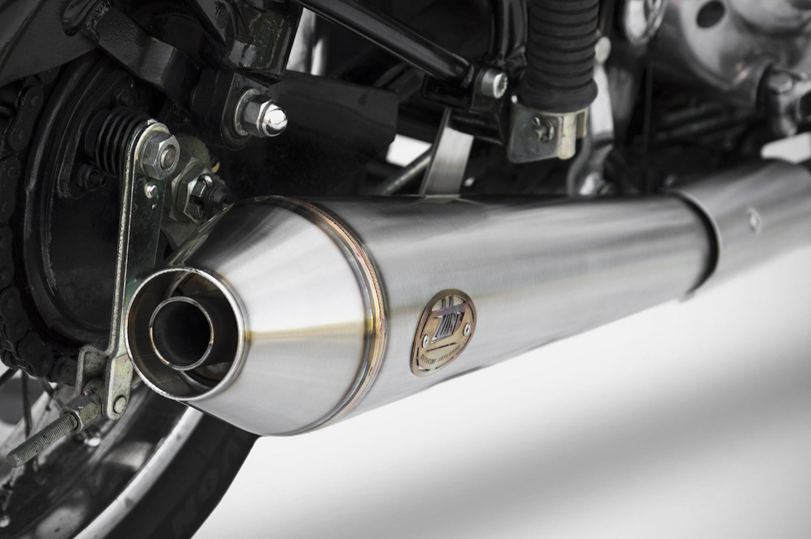 Exhaust Tip Without Sound Certification Conical Stainless Steel Polish - Zard Compatible With Royal Enfield Bullet 350 (2006-2009)