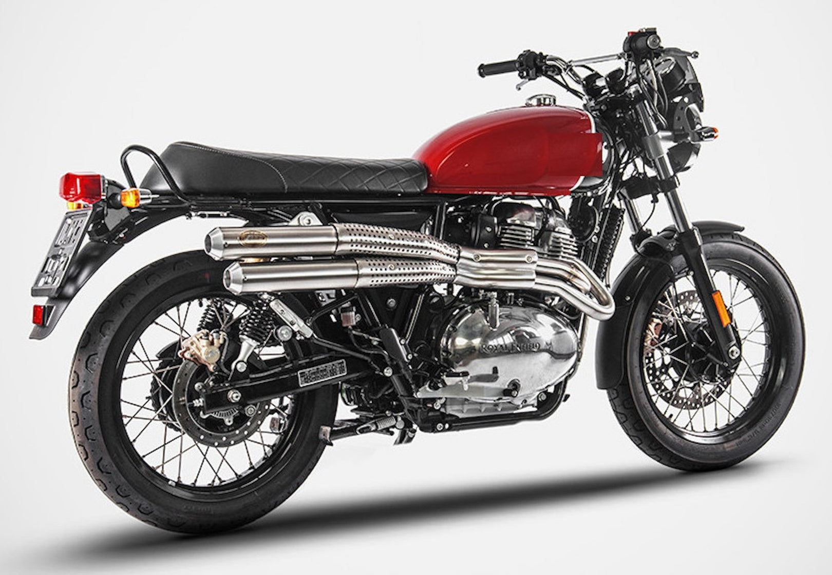 Complete Exhaust System Without Catalytic Converter And Without Sound Certification Interceptor Stainless Steel - Zard Compatible With Royal Enfield Continental Gt (2019-2023)