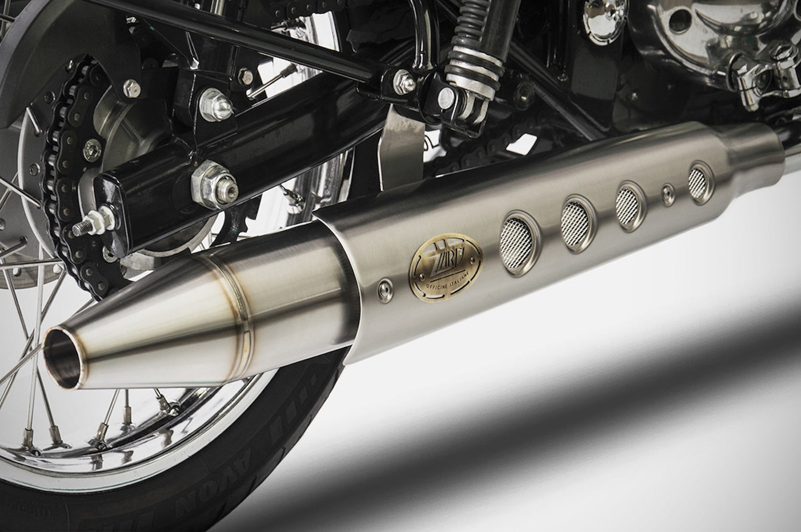 Exhaust Tip Without Sound Certification Stainless Steel Polish - Zard Compatible With Royal Enfield Continental Gt (2019-2023)