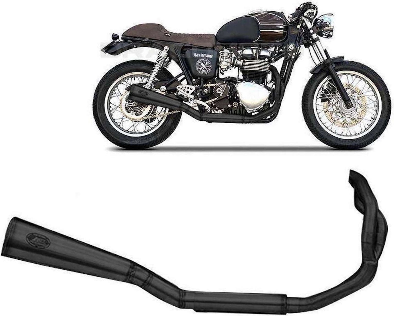 Complete Exhaust System Without Catalytic Converter And Without Sound Certification Bad Child Steel Black - Zard Compatible With Triumph Thruxton 900 (2001-2016)