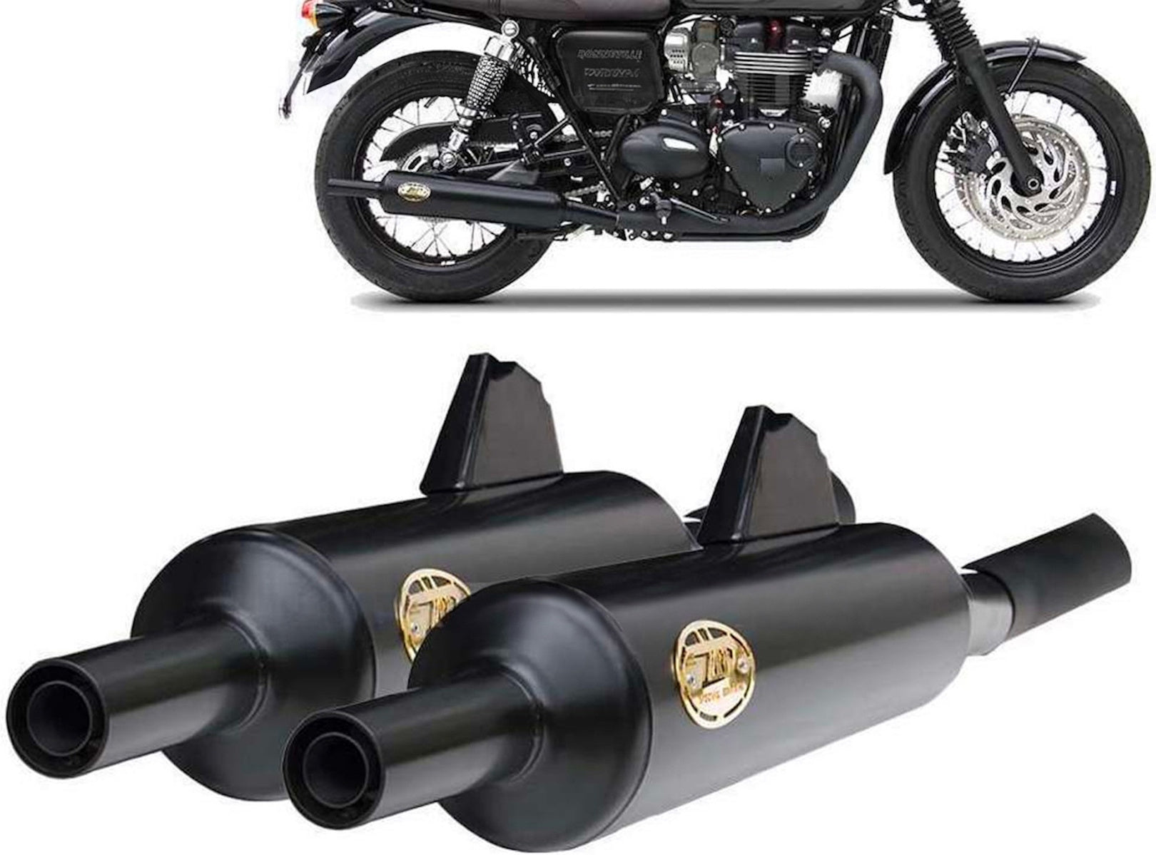 Exhaust Tip Without Sound Certification Bottle Steel Black - Zard Compatible With Triumph Bonneville T120 (2016-2020)