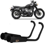 Komplette Auspuffanlage Ohne Katalysator Und Ohne Geräuschzulassung Edelsthal Schwarz - Zard Kompatibel Mit Triumph Bonneville T120 (2016-2023)