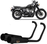 Complete Exhaust System Without Catalytic Converter And Without Sound Certification Back Steel Black - Zard Compatible With Triumph Bonneville T100 (2017-2020)
