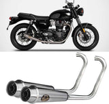 Complete Exhaust System Without Catalytic Converter And Without Sound Certification Stainless Steel Polish - Zard Compatible With Triumph Bonneville T100 (2017-2023)