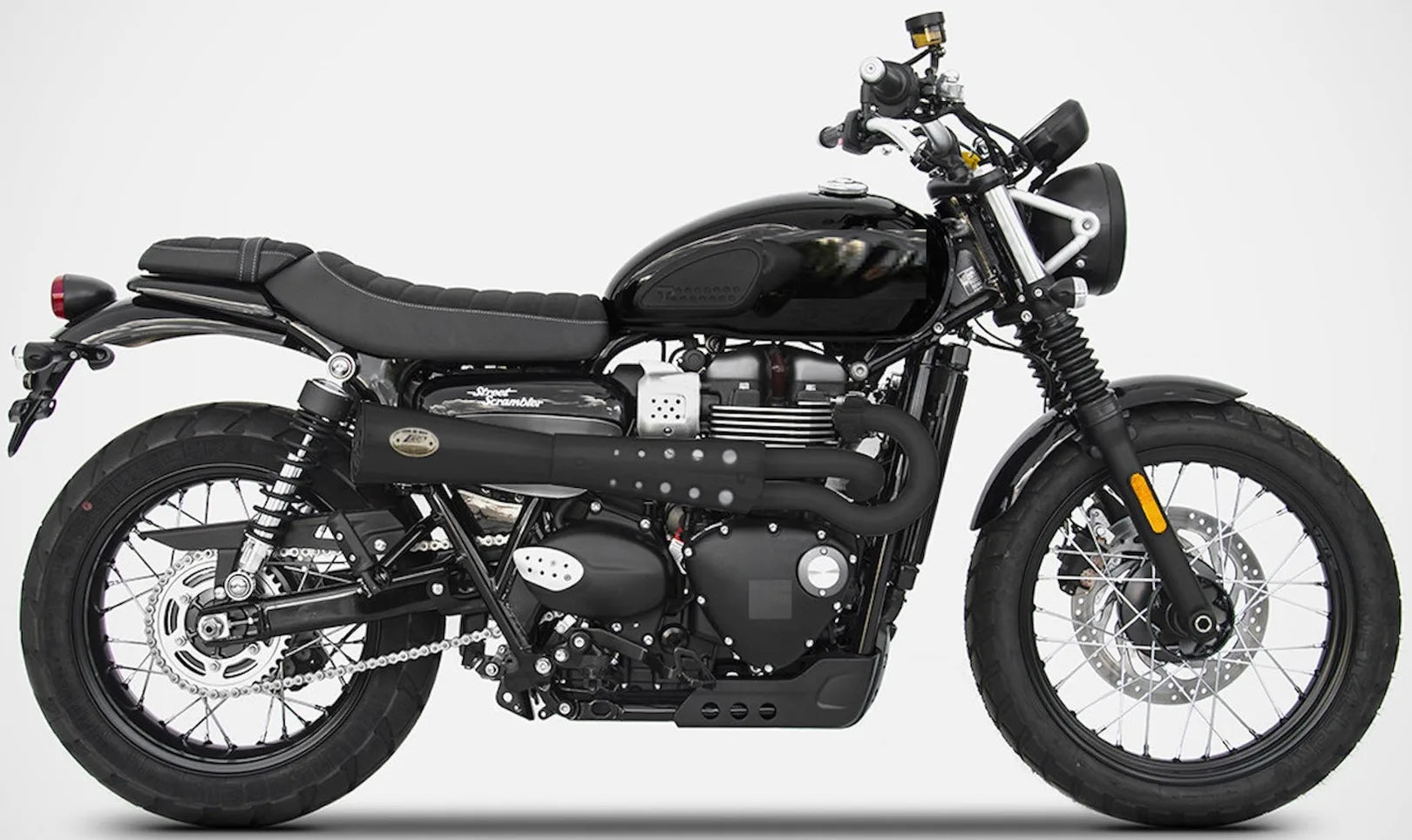 Komplette Auspuffanlage Ohne Katalysator Und Ohne Geräuschzulassung Tiger70 Edelsthal Schwarz Endkappe Bronze - Zard Kompatibel Mit Triumph Scrambler 900 (2017-2023)