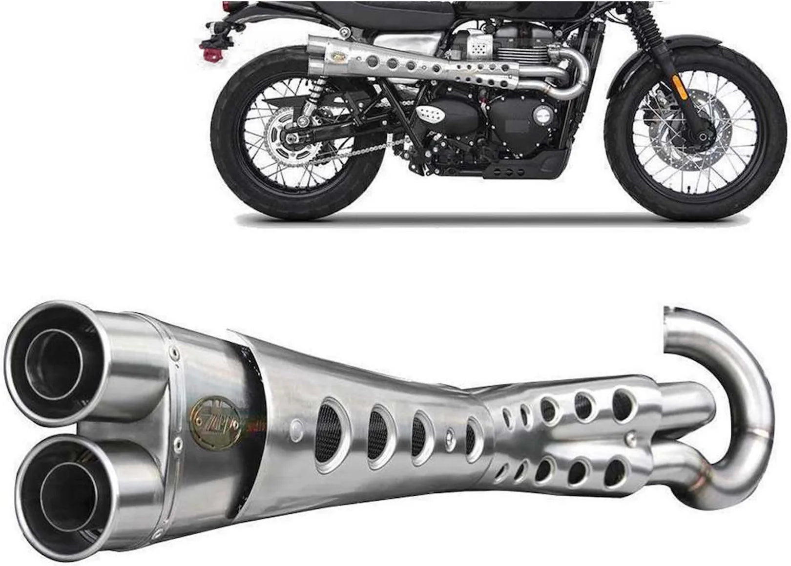 Komplette Auspuffanlage Ohne Katalysator Und Ohne Geräuschzulassung Special Edition Edelsthal - Zard Kompatibel Mit Triumph Scrambler 900 (2017-2023)