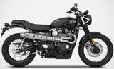 Complete Exhaust System Without Catalytic Converter And Without Sound Certification Conical High Stainless Steel - Zard Compatible With Triumph Scrambler 900 (2017-2023)