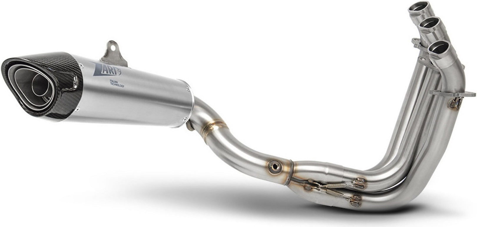 Complete Exhaust System Without Catalytic Converter And Without Sound Certification Stainless Steel Endcap Carbon - Zard Compatible With Triumph Trident 660 (2021-2023)