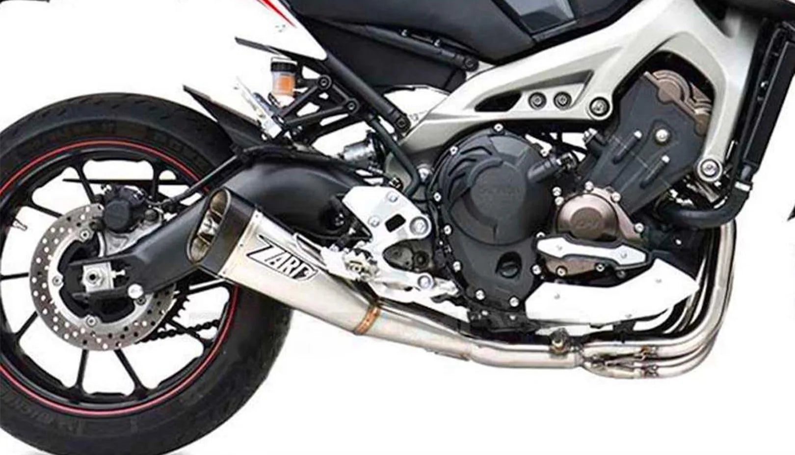 Komplette Auspuffanlage Ohne Katalysator Und Ohne Geräuschzulassung Edelsthal Endkappe Carbon - Zard Kompatibel Mit Yamaha Mt-09 (2013-2016)
