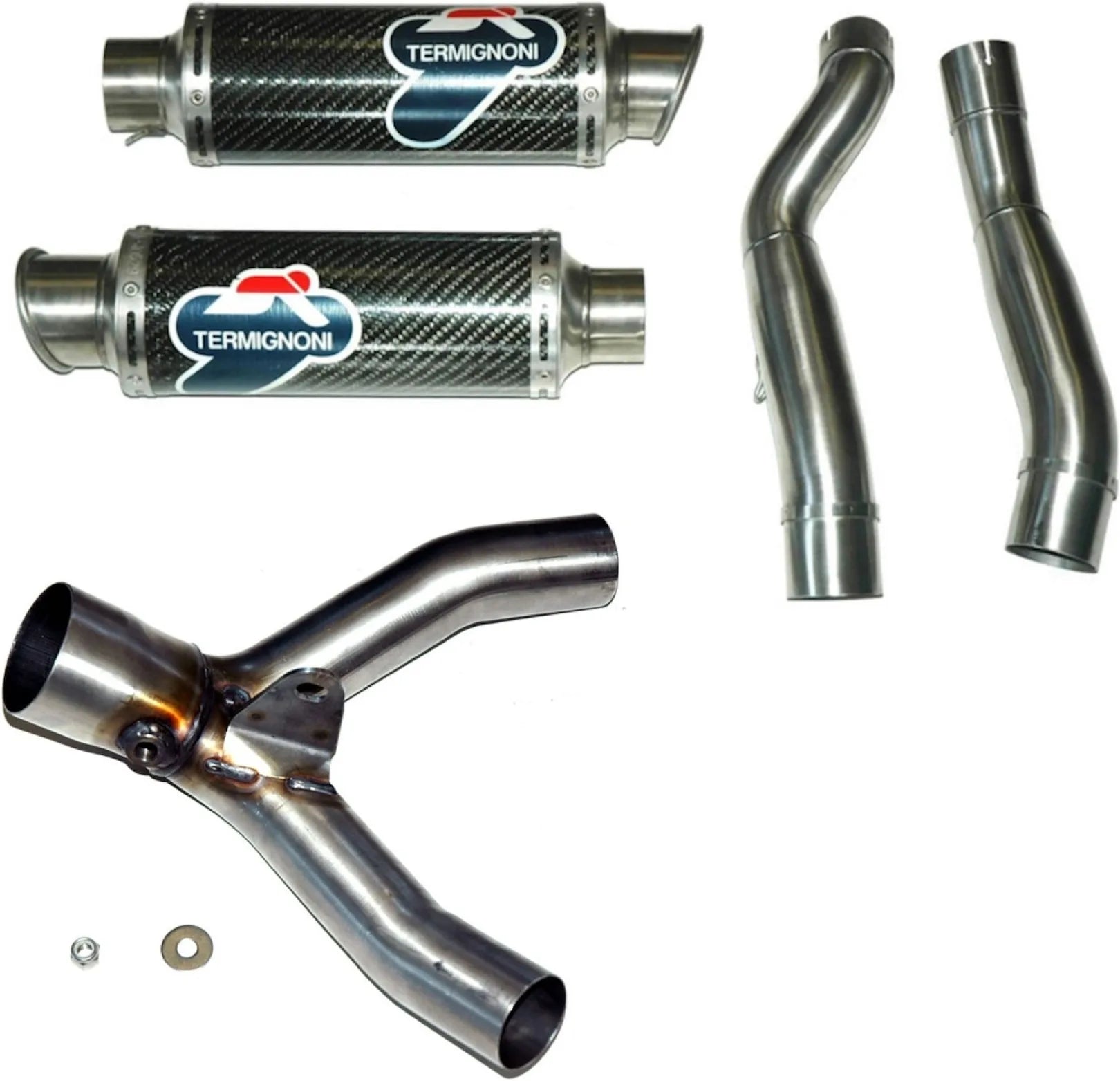 Doppelauspuffanlage Ohne Katalysator Mit Geräuschzulassung Round Carbon - Termignoni Kompatibel Mit Suzuki Gsx-R 1000 (2007-2008)
