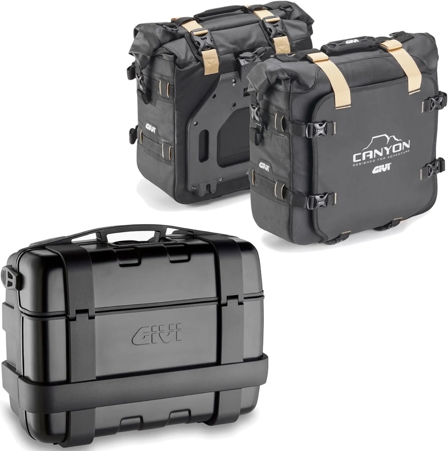 Topcase + Satteltaschen Trekker Canyon Schwarz 83 Lt Trekker Canyon Technopolymer - Givi Kompatibel Mit Yamaha Mt-07 (2018-2020)