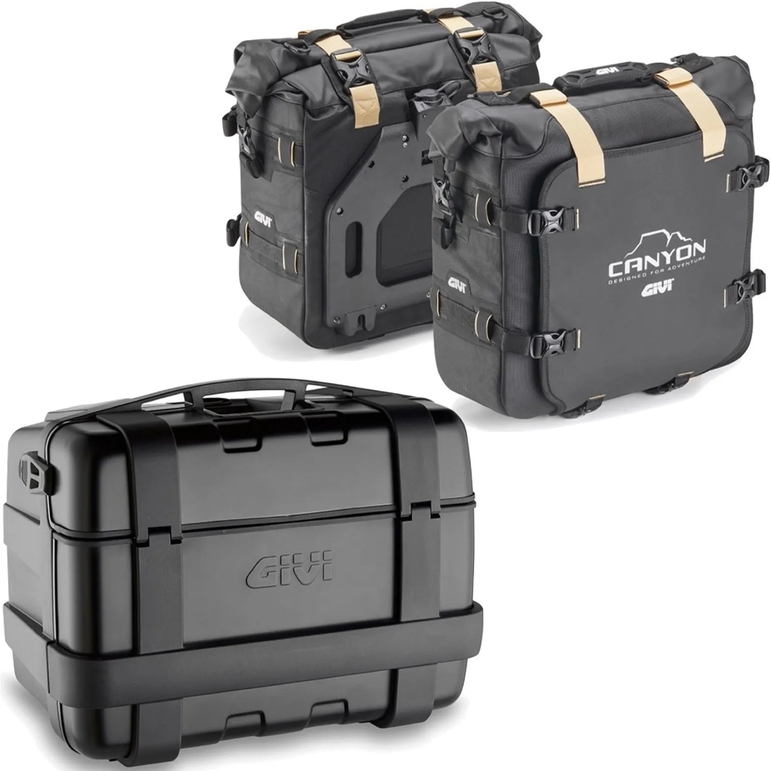 Topcase + Satteltaschen Trekker Canyon Schwarz 96 Lt Trekker Canyon Technopolymer - Givi Kompatibel Mit Yamaha Mt-07 (2018-2020)
