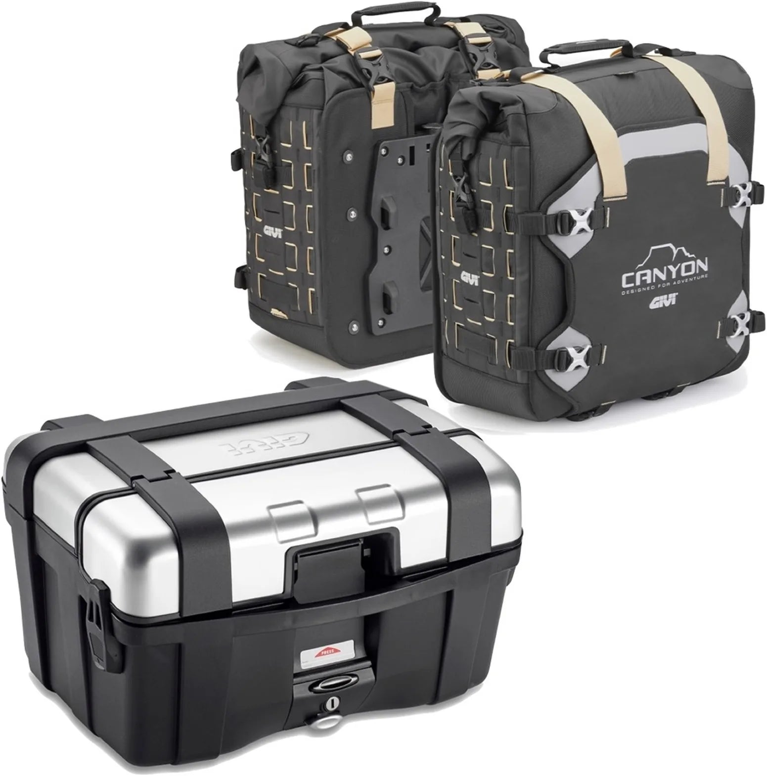 Topcase + Satteltaschen Trekker Canyon 116 Lt Trekker Canyon Technopolymer - Givi Kompatibel Mit Yamaha Mt-07 (2021-2024)