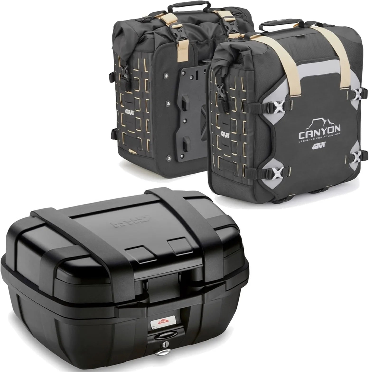 Topcase + Satteltaschen Trekker Canyon Schwarz 122 Lt Trekker Canyon Technopolymer - Givi Kompatibel Mit Yamaha Mt-07 (2021-2024)