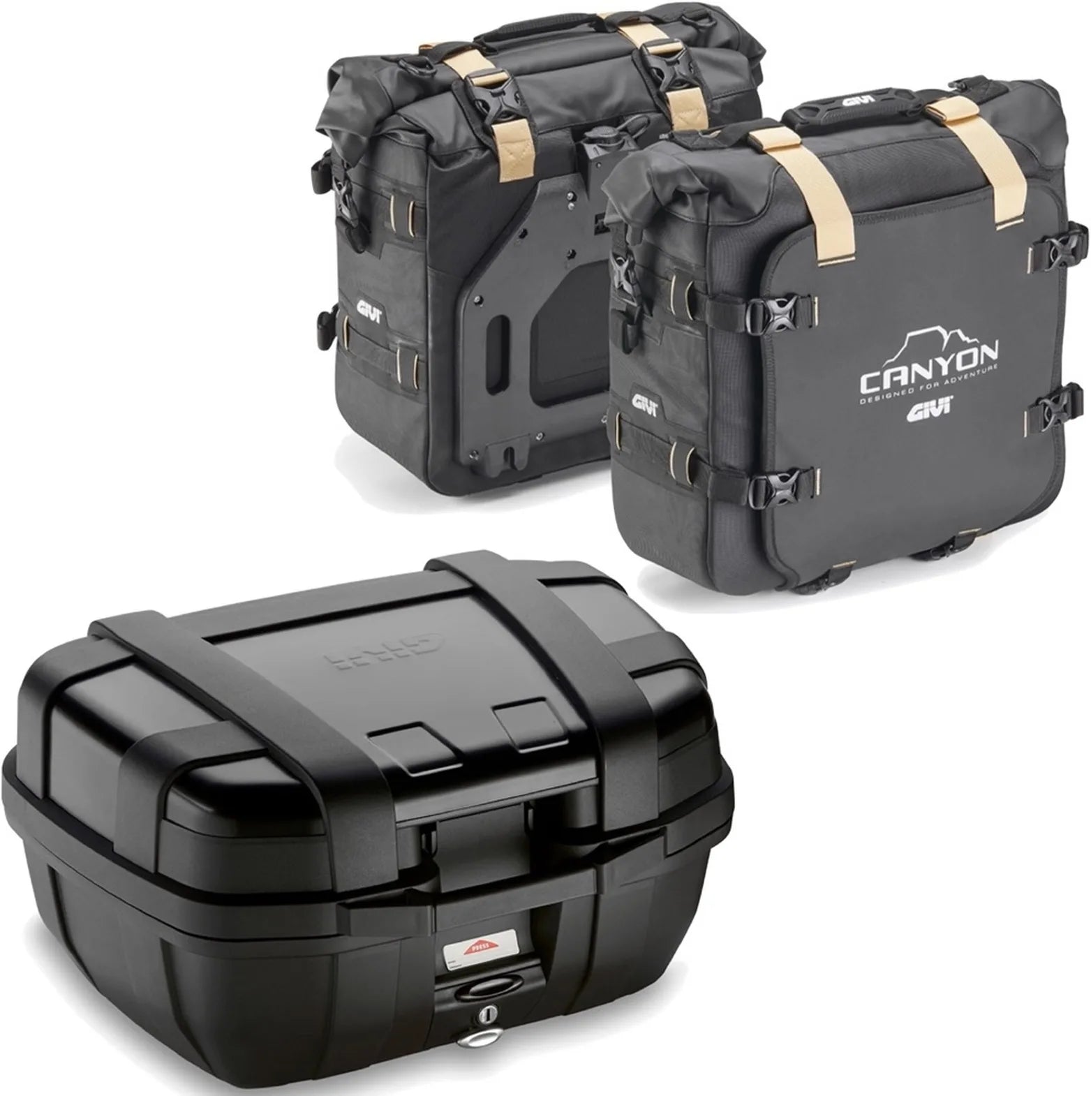 Topcase + Satteltaschen Trekker Canyon Schwarz 102 Lt Trekker Canyon Technopolymer - Givi Kompatibel Mit Suzuki Gsr 600 (2006-2011)