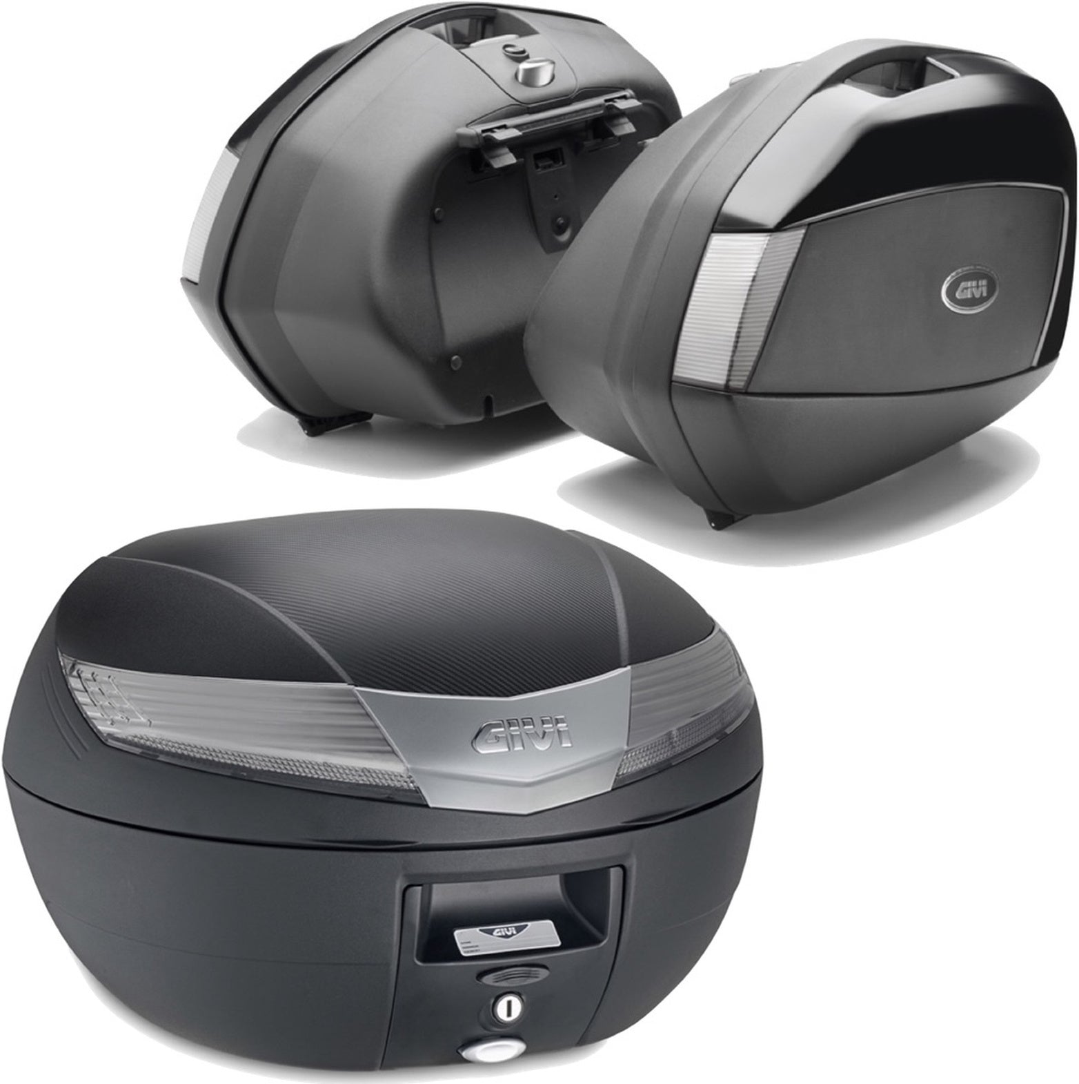 Black Tech Top Case + Side Cases - 110 Lt Technopolymer - Givi Compatible With Kawasaki Versys 650 (2015-2021)