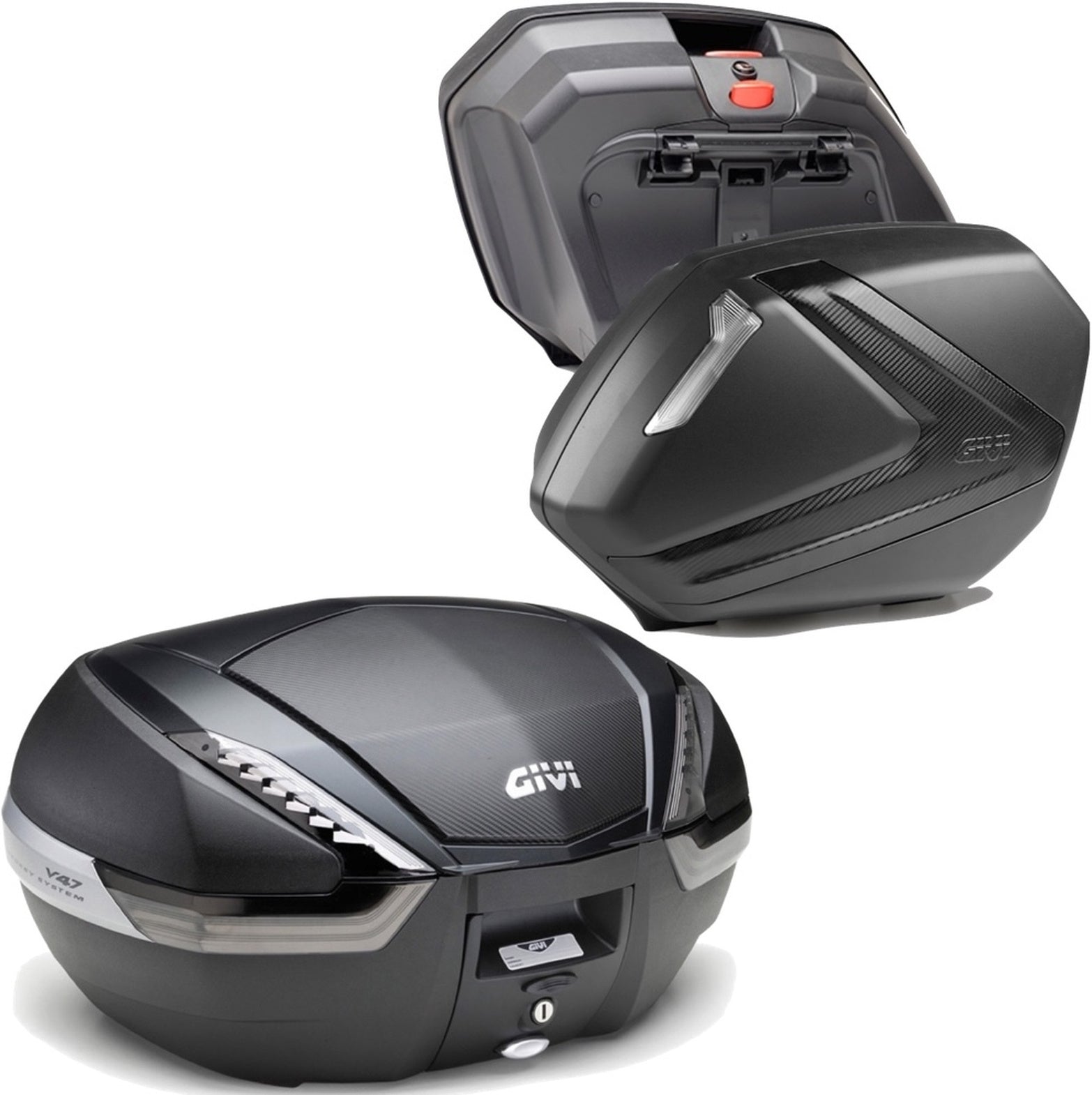 Carbon Look Tech Top Case + Side Cases - 121 Lt Technopolymer - Givi Compatible With Kawasaki Versys 650 (2015-2021)