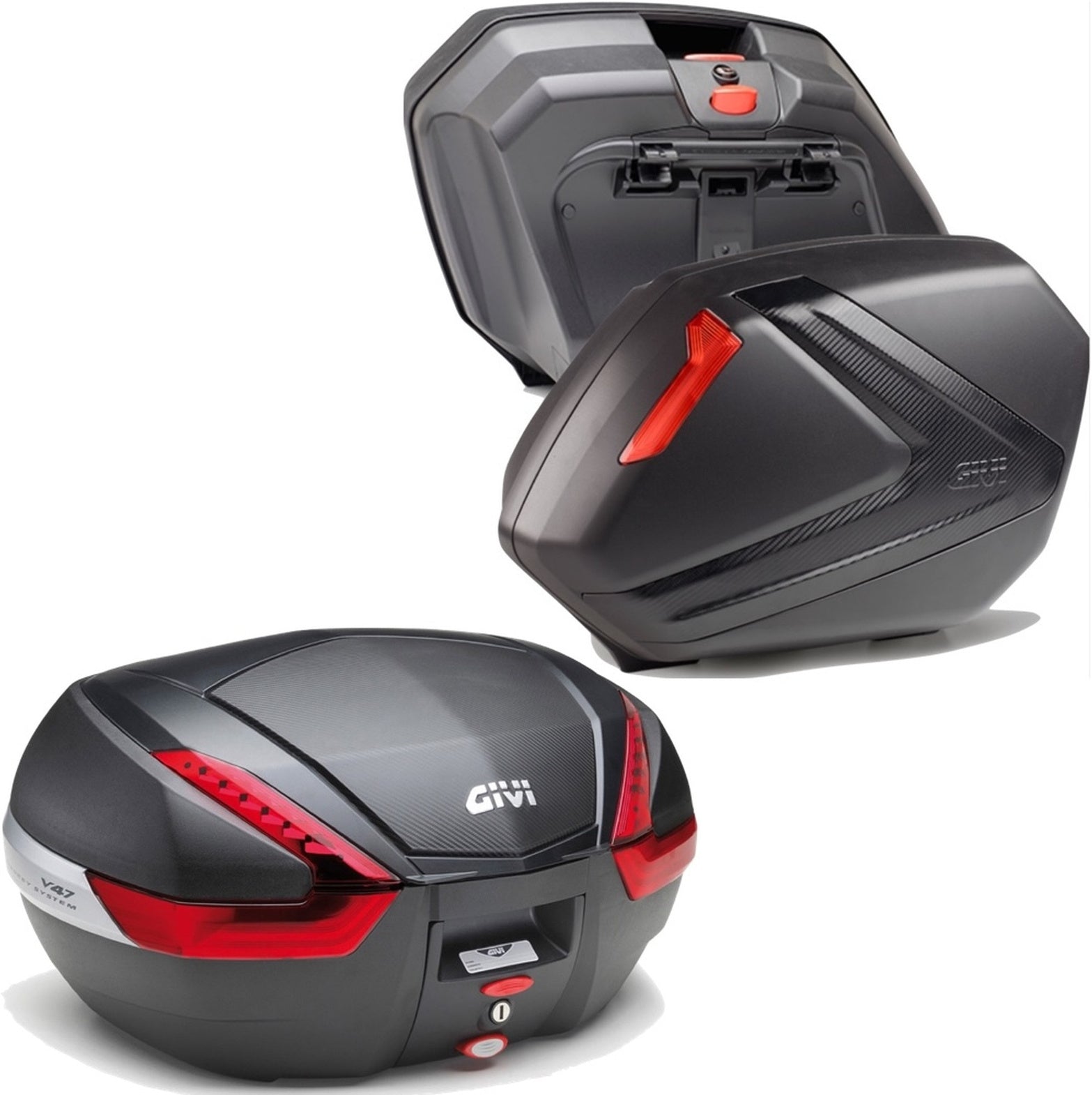 Carbon Look Top Case + Side Cases - 121 Lt Technopolymer - Givi Compatible With Kawasaki Versys 650 (2015-2021)