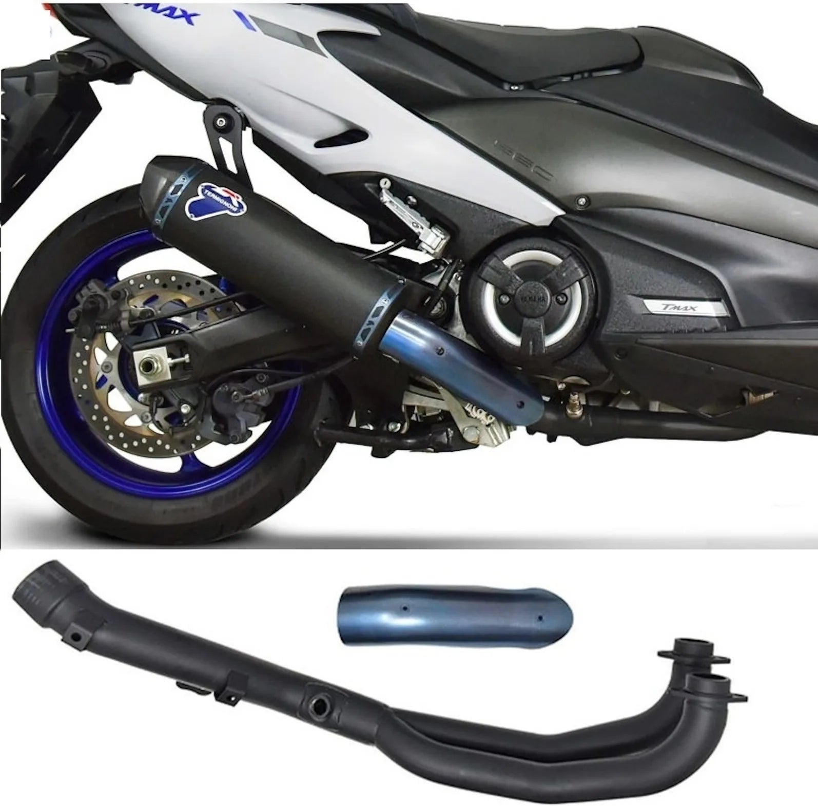 Komplette Auspuffanlage Ohne Geräuschzulassung Scream Titan Schwarz Carbon Cap - Termignoni Kompatibel Mit Yamaha Xp 530 T-Max (2017-2022)