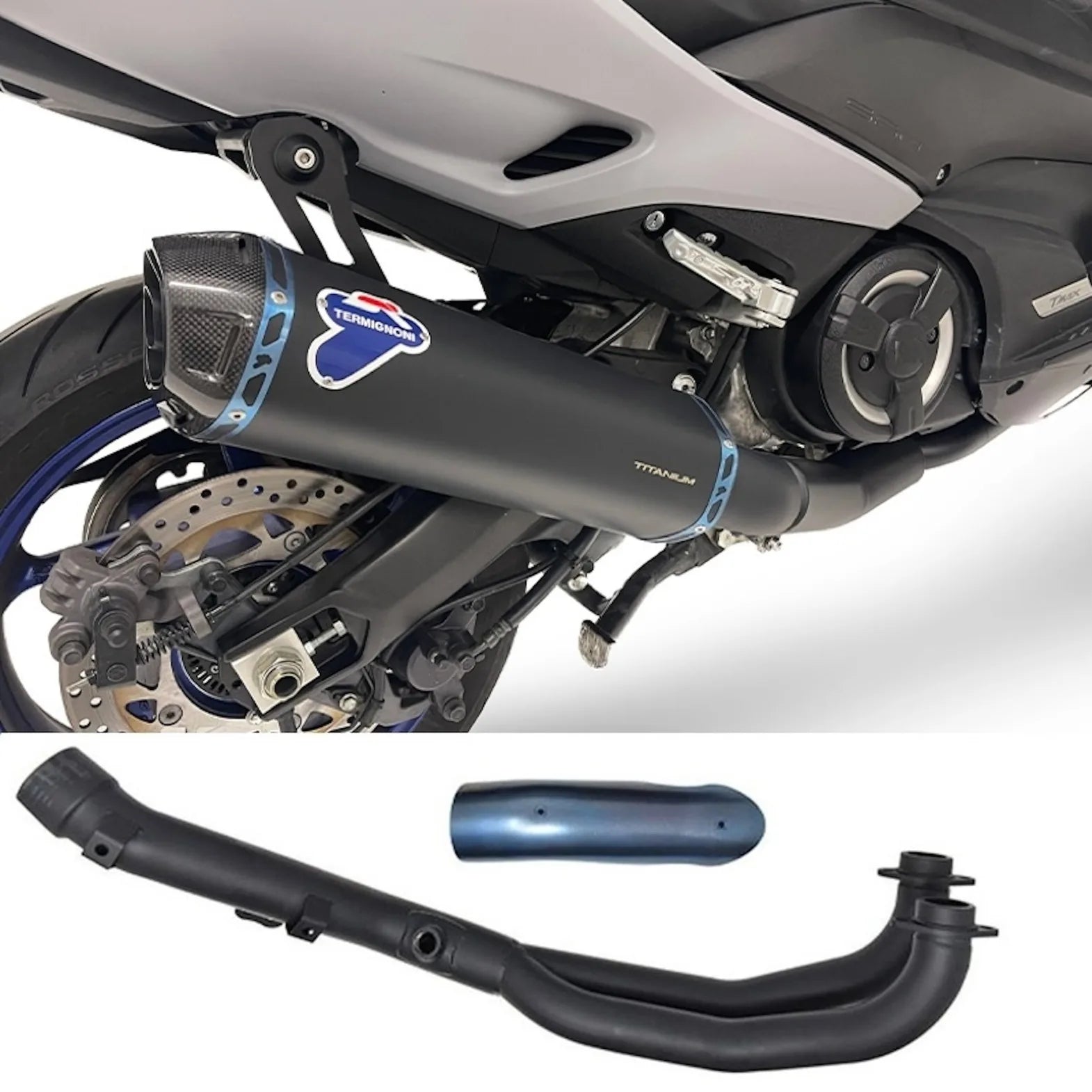 Komplette Auspuffanlage Mit Geräuschzulassung Titan Schwarz Carbon Cap - Termignoni Kompatibel Mit Yamaha Xp 560 T-Max Rc (2017-2023)