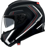 Flip-Up Travelling Motorcycle Helmet Nolan N100-6 Black / Silver / Red Radiante 357 Size Xl