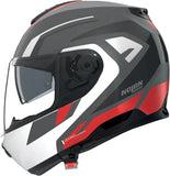 Klapphelm Travelling Für Motorrad Nolan N100-6 Lavagrau / Weiß / Rot Cinetico 361 Grösse M